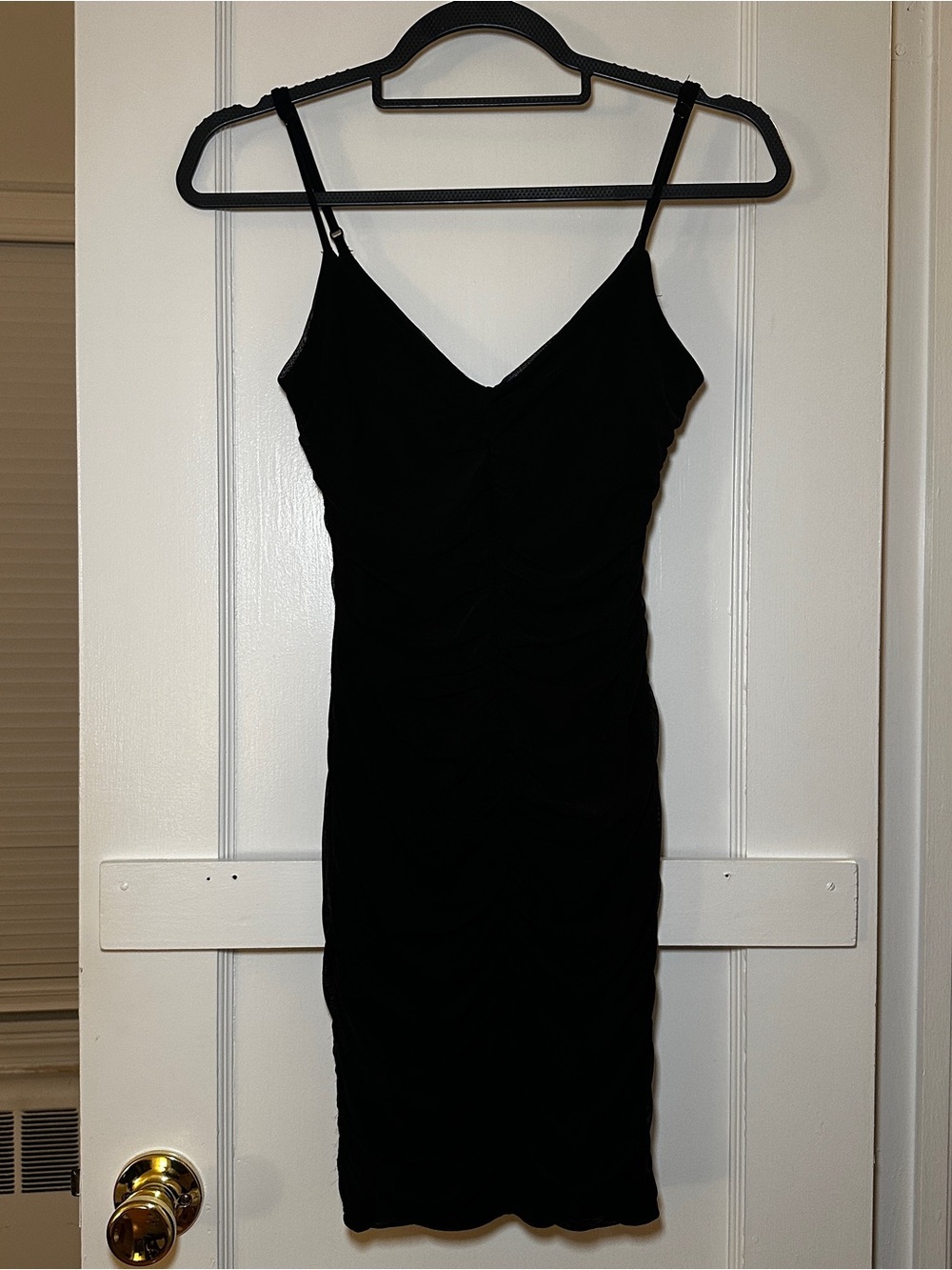 Guess Black Ruched Mini Dress